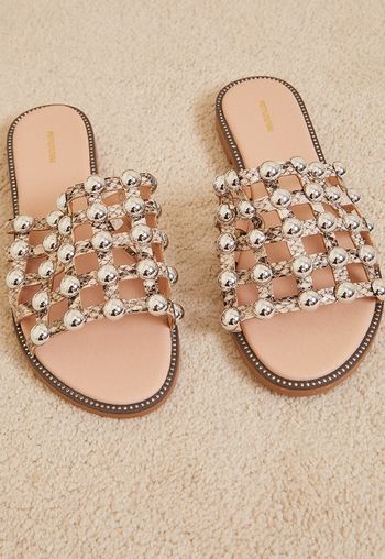 white studded sliders