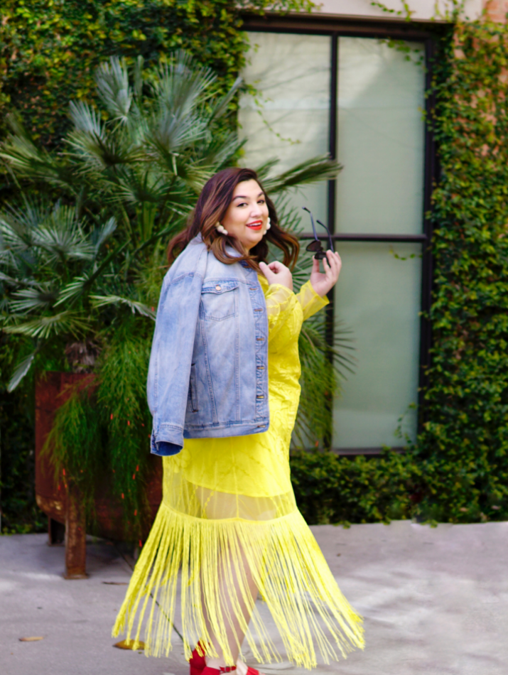 H&m yellow fringe skirt best sale